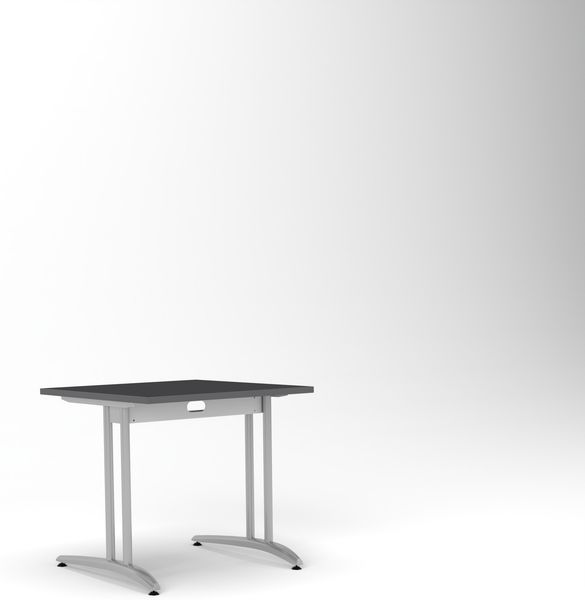 Rheinland Möbel Statio Schreibtisch 80x80 cm höhenverstellbar ±10 mm in Graphit – kompakter Bürotisch für Homeoffice & Büro, C-Fuß, Kabelwanne, einfache Montage, FSC® zertifiziert
