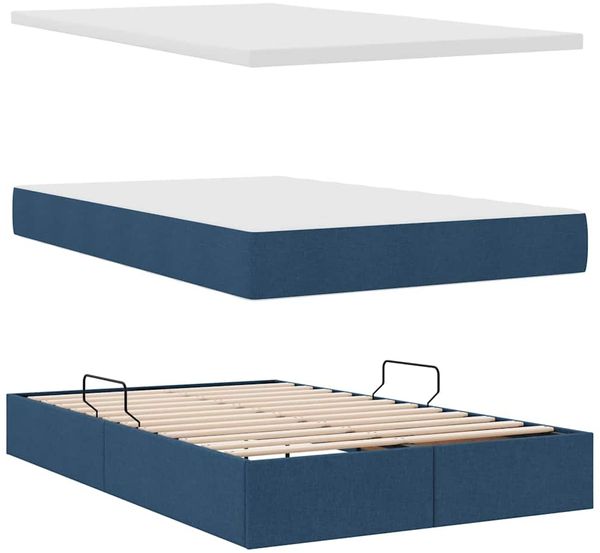 vidaXL Aufbewahrungsbett mit Matratze Blau 120 x 200 cm Stoff 3371714 Bild 8