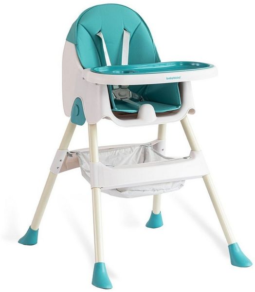 FOXSPORT Kinderklappstuhl, Kinder-Esstuhl​, 2 in 1 Babystuhl, Kombiessstuhl (mit Ablagekorb, mit 5-Punkt-Sicherheitsgurt, wasserdichtes abnehmbares Tablett), klappbar, 6 Monate bis 4 Jahre, 50kg belastbar, vier Farben