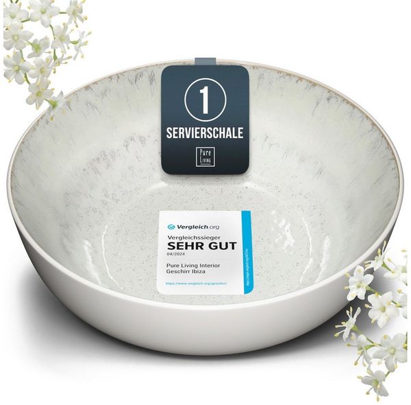 PURE LIVING INTERIOR DESIGN Geschirr-Set Pure Living Servierschüssel »Ibiza«, groß, Steingut, Beige, 1 Personen, Steingut, Großzügige Schüssel zum Servieren, Tischdekorativer Hingucker, Reakti…