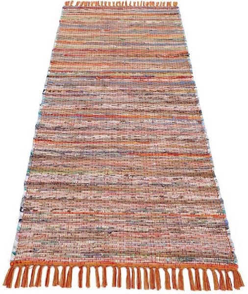 carpetfine Teppich Kelim Chindi, Wendeteppich, rechteckig, Höhe: 6 mm, handgewebt, Fleckerlteppich mit Fransen, auch vielen in Läufergrößen