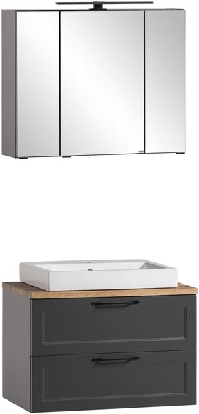 Badezimmer-Set >Lyon< (2-tlg.) in matt-grau, Graphit - 80x195x47cm (BxHxT)