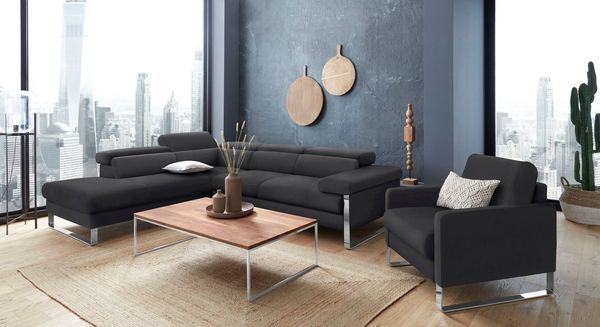 W.SCHILLIG Ecksofa finn, toller Sitzkomfort, L-Form, hochwertige Verarbeitungsdetails, German Design Award 2016, Fußgestell Chrom glänzend, Breite 281 cm