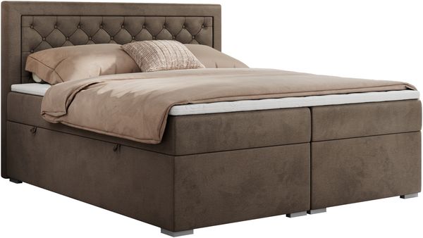 Boxspringbett, Modern Bett mit Multipocket-Matratze und zwei Bettkästen - JASIR - 200 x 200 cm - Braun Velvet - H3 Bild 3
