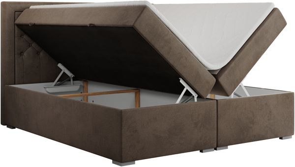 Boxspringbett, Modern Bett mit Multipocket-Matratze und zwei Bettkästen - JASIR - 200 x 200 cm - Braun Velvet - H3 Bild 4