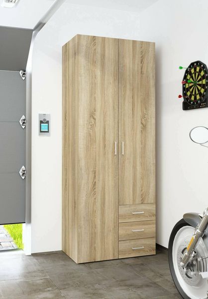 Dmora - Kleiderschrank 2 T?ren Emilie, Schlafzimmerm?bel, Schrank, Garderobe, 78x50 h200 cm, Eiche