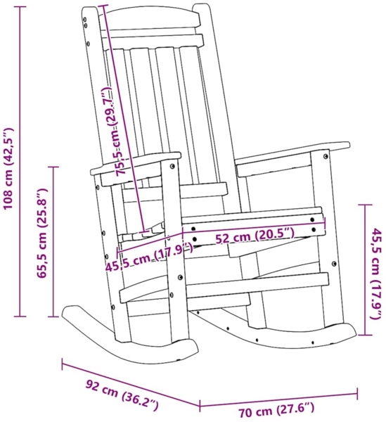 vidaXL Schaukelstuhl für den Garten Hellgrau 70 x 92 x 108cm Plastik 42006616 Bild 9