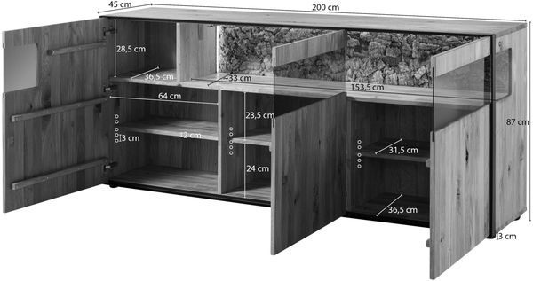 Sideboard Wildeiche 200x45x87 natur geölt STARNBERG #16 Bild 8