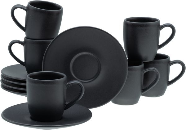Soft Touch Schwarz, Espressotassen 12-tlg (mo)