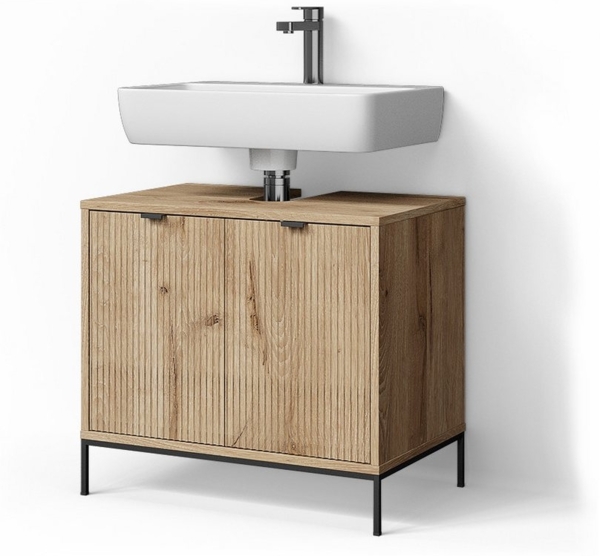 Livinity® Waschbeckenunterschrank ATERNO, Viking Oak, 60x63 cm mit 2 Türen
