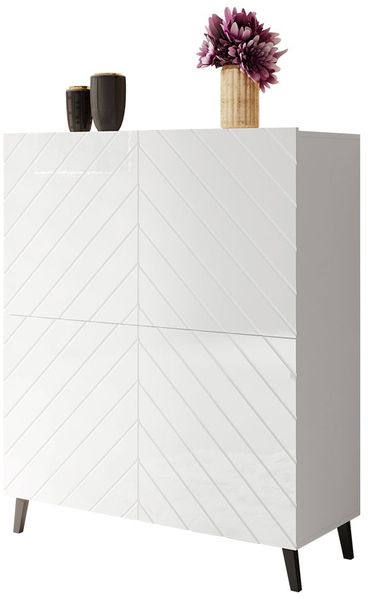 Kommode Mukodi 100 (Farbe: Weiß / Weiß Hochglanz)
