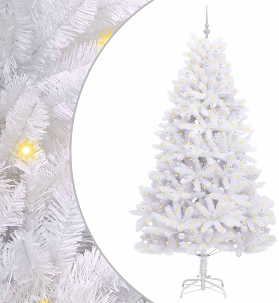 vidaXL Künstlicher klappbarer Weihnachtsbaum Weiß 240 cm PVC und Stahl 3426615