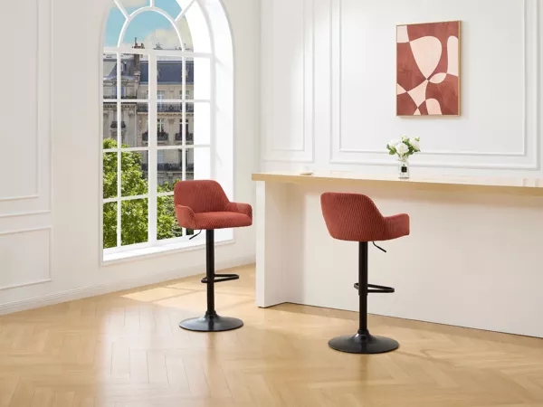 Vente-unique - LILIYA Barhocker Samt Rot - B 49 cm x H 102 cm86 cm x L 51 cm