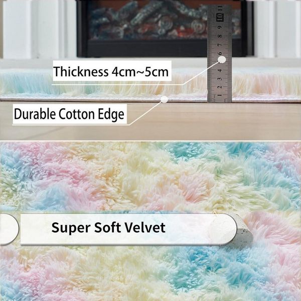 LuxusKollektion Hochflor-Teppich Teppich Regenbogen Hochflor waschbar 120×160 cm Regenbogen