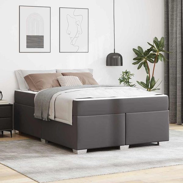 vidaXL Bettrahmen mit Matratze Grau 140 x 200 cm Stoff 3399240