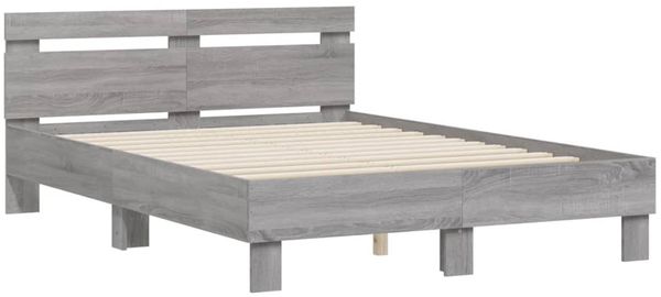 vidaXL Bettgestell mit Kopfteil Grau Sonoma 120x200 cm Holzwerkstoff 3207432 Bild 3