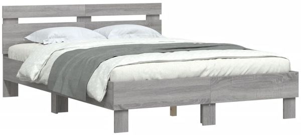 vidaXL Bettgestell mit Kopfteil Grau Sonoma 120x200 cm Holzwerkstoff 3207432 Bild 4