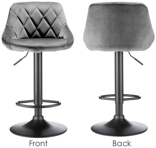 JEOBEST Barhocker Barstühle Bistrohocker Samt Gepolsterte Sitzfläche Höhenverstellbar (2er set), mit Rückenlehne Fußstütze, 360° Drehstuhl