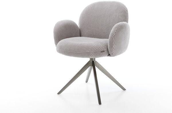 Drehstuhl Nube-Flex mit Armlehnen Cord Silbergrau Kreuzgestell breit Graphit 360° drehbar Wippfunktion Taschenfederkern