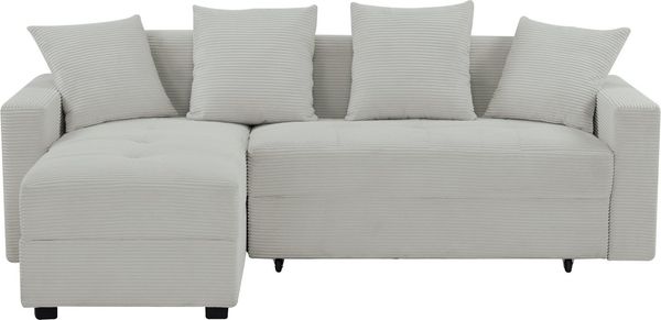 INOSIGN Ecksofa KILLAM, 217 cm, L-Form, mit Schlaffunktion u. Bettkasten, Recamiere rechts / links montierbar, in Cord und Webstoff