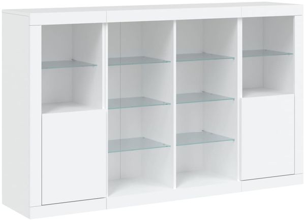 vidaXL Sideboards mit LED-Leuchten 3 Stk. Weiß Holzwerkstoff 3209135 Bild 5