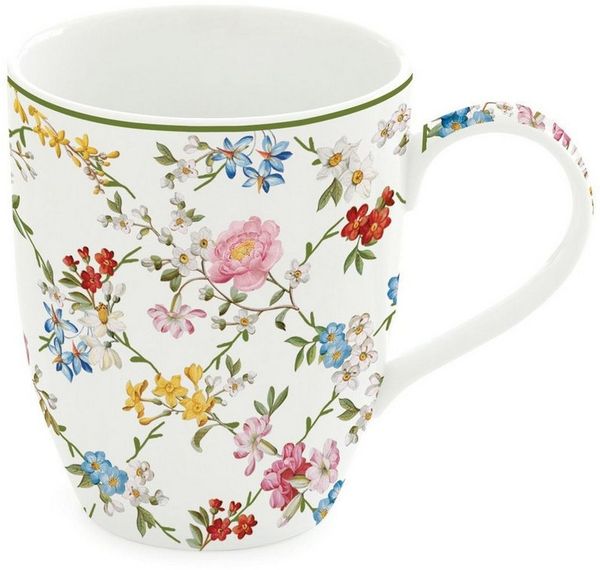 EasyLife Tasse Garden Dreams, Porzellan, Spülmaschinengeeignet, Mehrfarbig, Blumenranken, H: 10cm