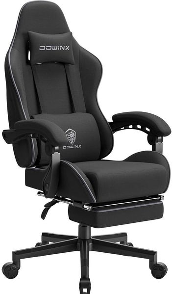 Ergonomischer Dowinx Gaming Stuhl mit Massage und Fußstütze Schwarz