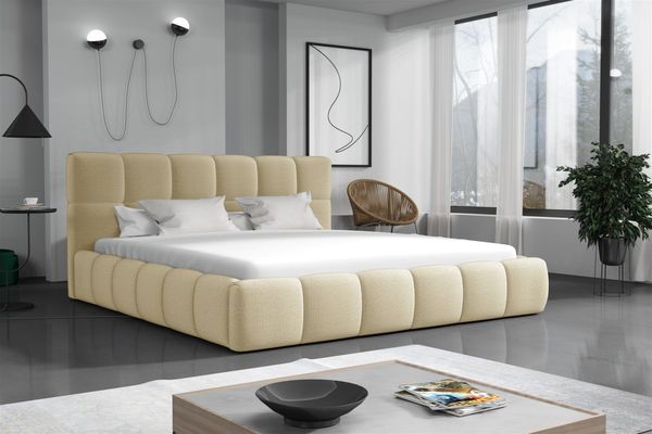 Polsterbett Doppelbett GIOTTO Komplettset 160x200cm Stoff Monolith Creme