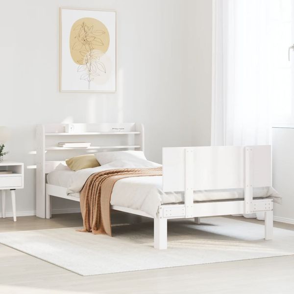 vidaXL Bettgestell mit Kopfteil ohne Matratze Weiß 100x200 cm 3306824