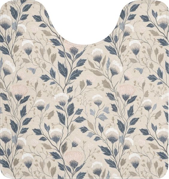 OnlyWow WC-Vorleger Klassisch - Botanisch - Farbenfroh, Höhe 10 mm, Polyester, U-Form, Vorleger mit Ausschnitt, Toilettenvorleger, Toilettenteppich