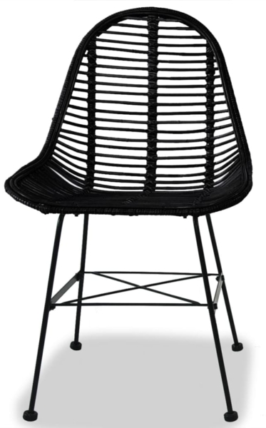 vidaXL Esszimmerstühle 2 Stk. Natur Rattan Schwarz 244571