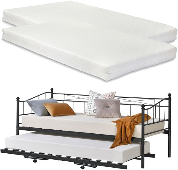 Metallbett Skutskär mit Matratze 90x200cm Schwarz en. casa