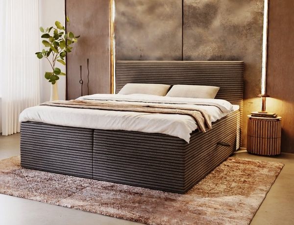B&B Home 'Tilia' Boxspringbett mit Bettkasten, Stoff, Grau, 180x200 cm