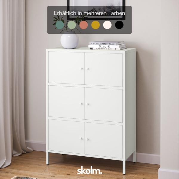 skølm 'Atriona' Metallkommode 3x2, weiß, mit 3 Fächern, 113x80x38 cm Bild 7