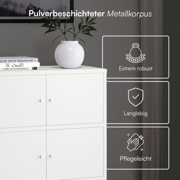 skølm 'Atriona' Metallkommode 3x2, weiß, mit 3 Fächern, 113x80x38 cm Bild 4