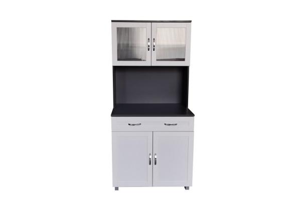 HTI-Living Hochschrank Küchenbuffet mit Glasteil Grau/Weiß Blanca (Stück, 1-St, 1 Schrank) Küchenschrank Hochschrank