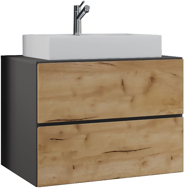 VCM Badmöbel Waschtisch Lendas 915287 Anthrazit / Honig-Eiche H. 52 x B. 80 x T. 52 cm