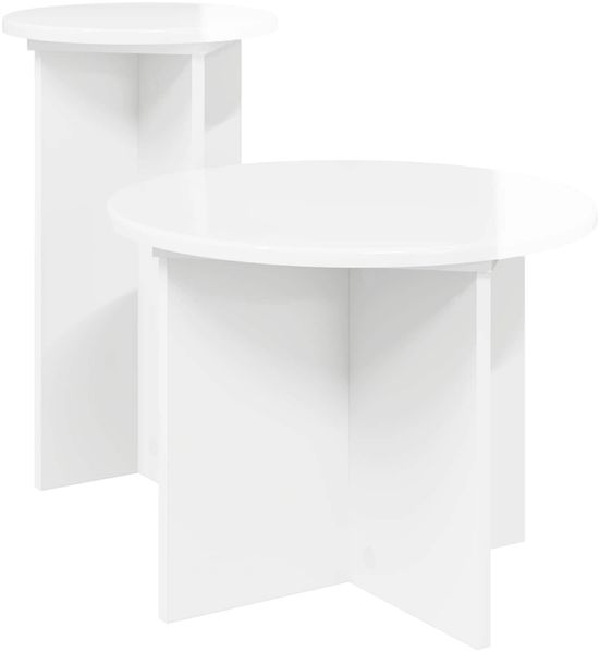 vidaXL Beistelltisch-Set 2 pcs Hochglanz Weiß Holzwerkstoff 8001032