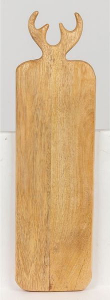 Servierbrett aus Mangoholz mit Geweihgriff ca. 56x15x1,7 cm – edles rustikales Holzbrett zum Servieren und Dekorieren im Landhaus- oder Chalet-Stil