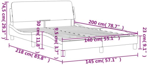 vidaXL Bettgestell "Dover" Dunkelbraun 140x200 cm Stoff 373188 Bild 2
