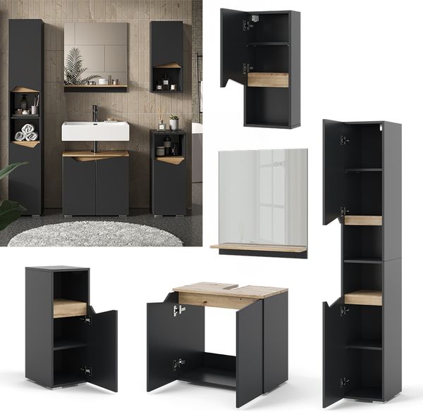 Badmöbel-Set Marelle Anthrazit 5 Teile Vicco Bild 2