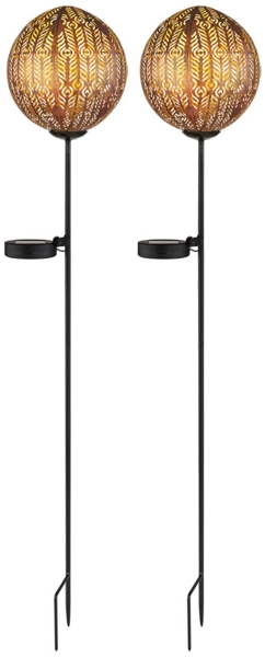 2er Set LED Außenleuchte, Lichtspiel, kupferfarben, H 90cm