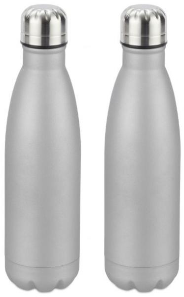 2 x Trinkflasche Edelstahl silber