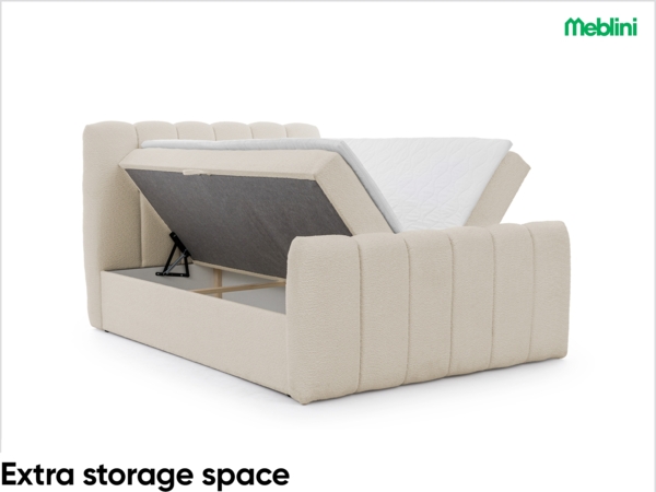 MEBLINI Boxspringbett NOMADE 200x200 cm mit Bettkasten – H3/Beige Boucle Polsterbett - Doppelbett mit Topper & Bonellfederkern-Matratze Bild 3