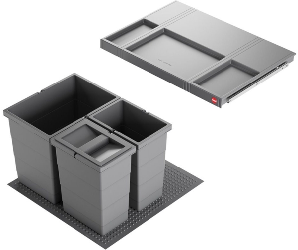 HAILO Abfallsorter 3301631 ALLEGRO 295 18/8/8/D dunkelgrau mit 34 Liter Abfallvolumen für 60 cm Schrankbreite