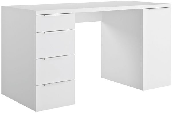 Schreibtisch Eboli / Espresso, Weiß, 146 x 75 x 60 cm