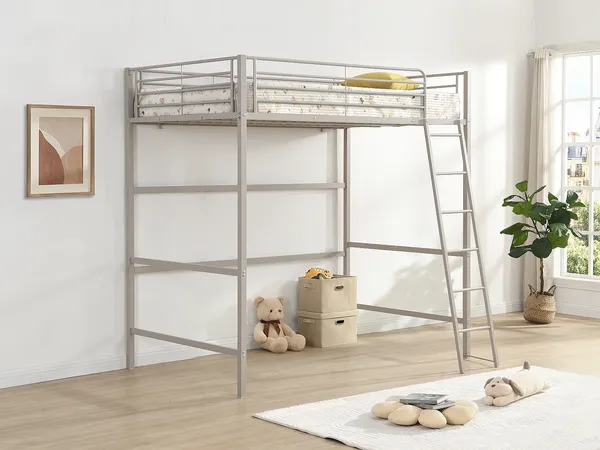 Vente-unique - METARELO Bett Metall Beige - B 126 cm x H 180 cm x L 198 cm