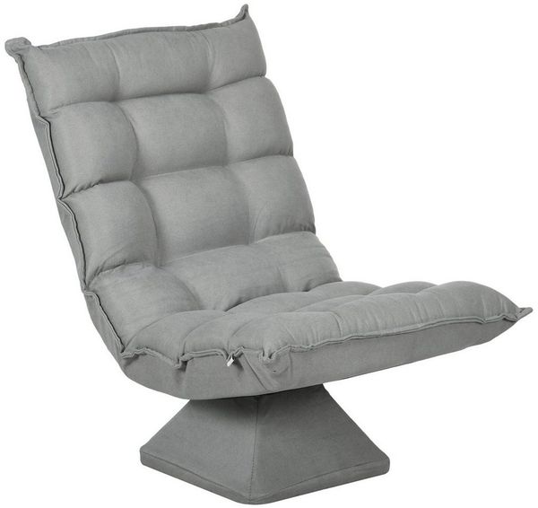HOMCOM Relaxsessel Drehbarer Meditationsstuhl mit verstellbarer Rückenlehne, Sockel (Bodensofa, 1-St, Bodenstuhl), Lazy Sofa für Wohnzimmer, Büro, Grau