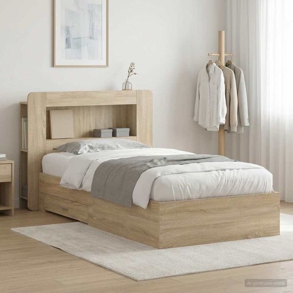 vidaXL Bettgestell mit Stauraum Sonoma-Eiche 80x200 cm Holzwerkstoff 3433812