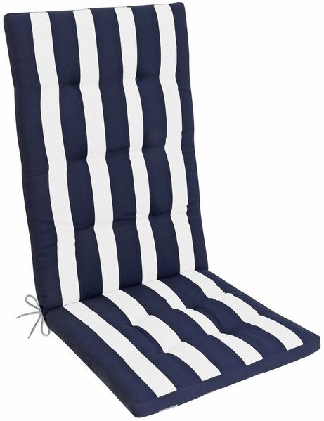 Herlag Hochlehnerauflage Mia, (1 St), 123x50x5cm Easy-Drop Bänder Blau Gestreift 1 Polster